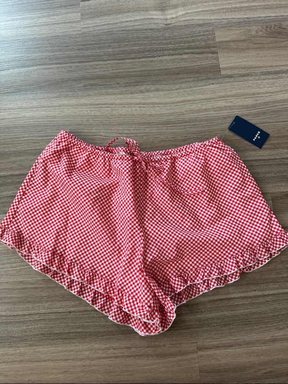 Parke x target Red Gingham Ruffle Hem Shorts